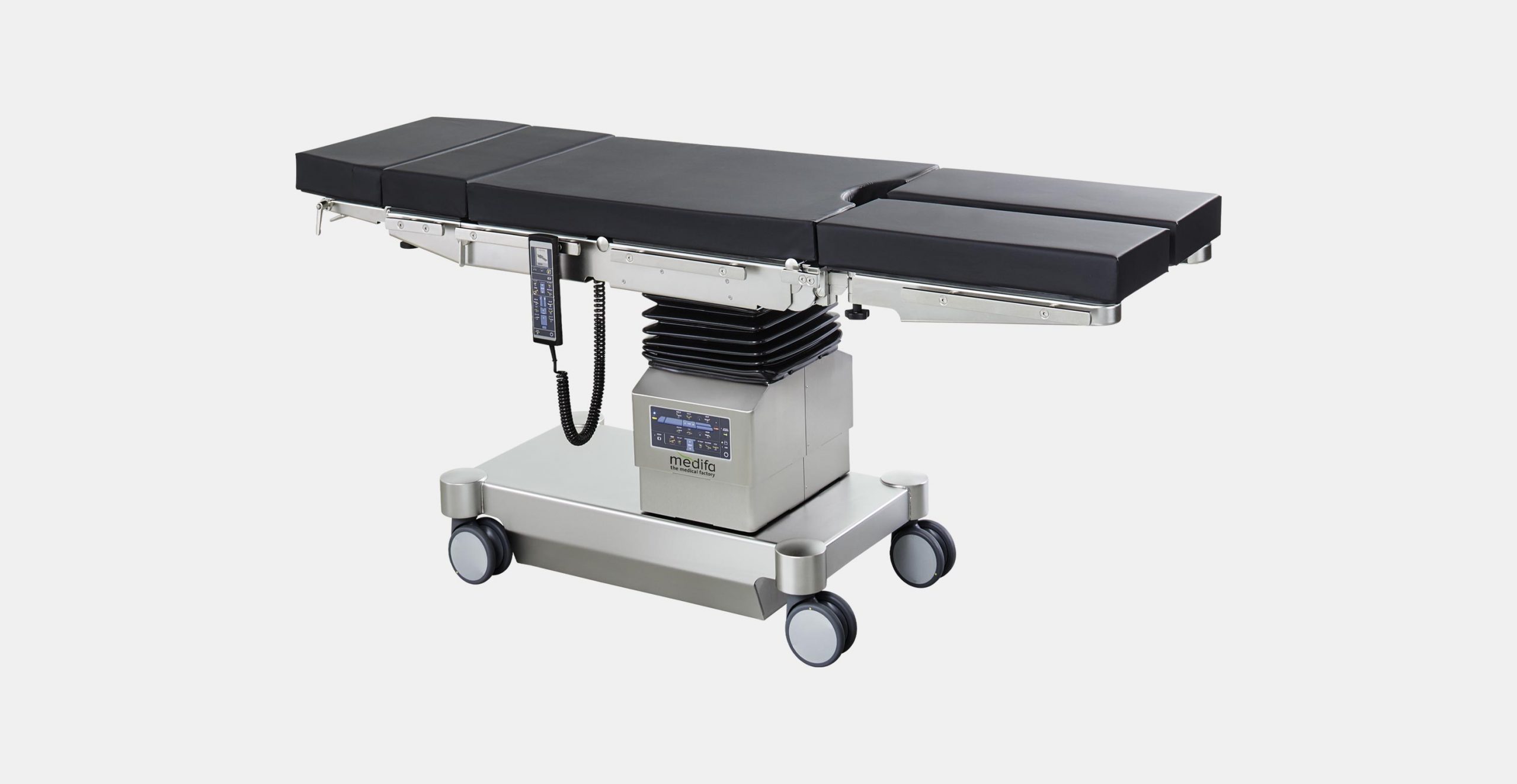 Mobile operating table with one electrohydraulical adjustable joint and electrohydraulical adjustable leg rest medifa 6000